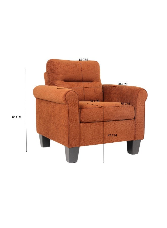 Baity Single sofa chair, chenille fabric, brown color - Image 3